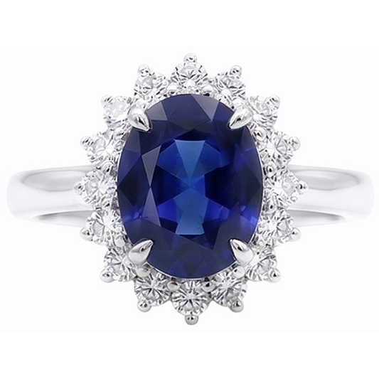 naturel oval saphir 2.50carats bague angle de côté