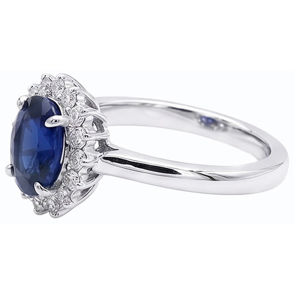 naturel oval saphir 2.50carats bague vue de dessus