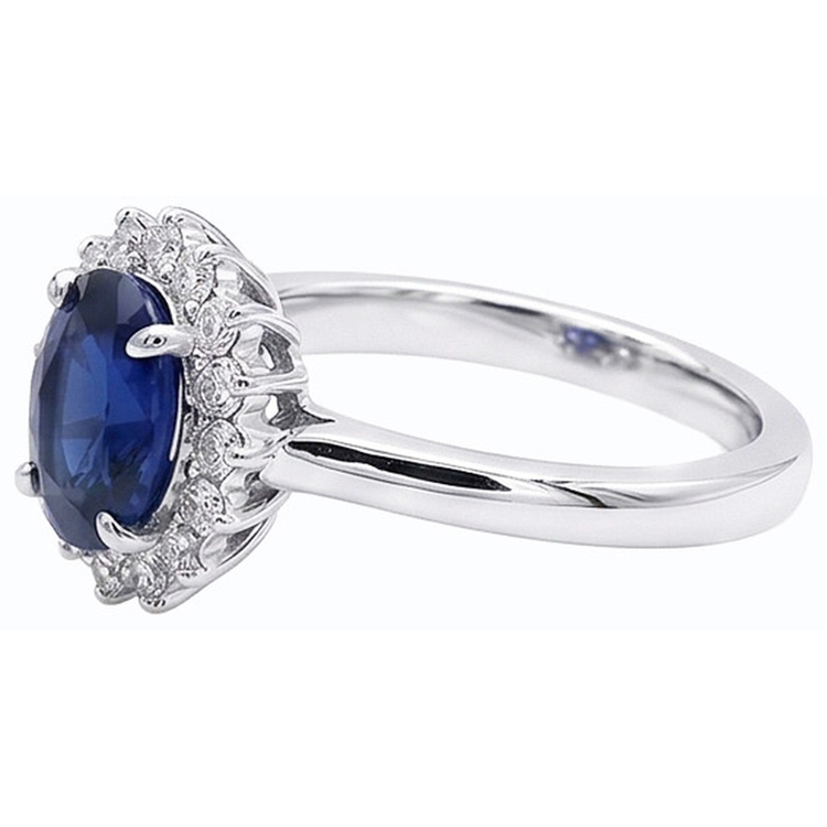 naturel oval saphir 2.50carats bague vue de dessus