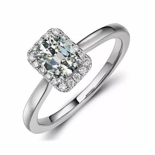 Bague de fiançailles Halo ovale Véritable diamant taille ancienne or bijoux dames 3 carats