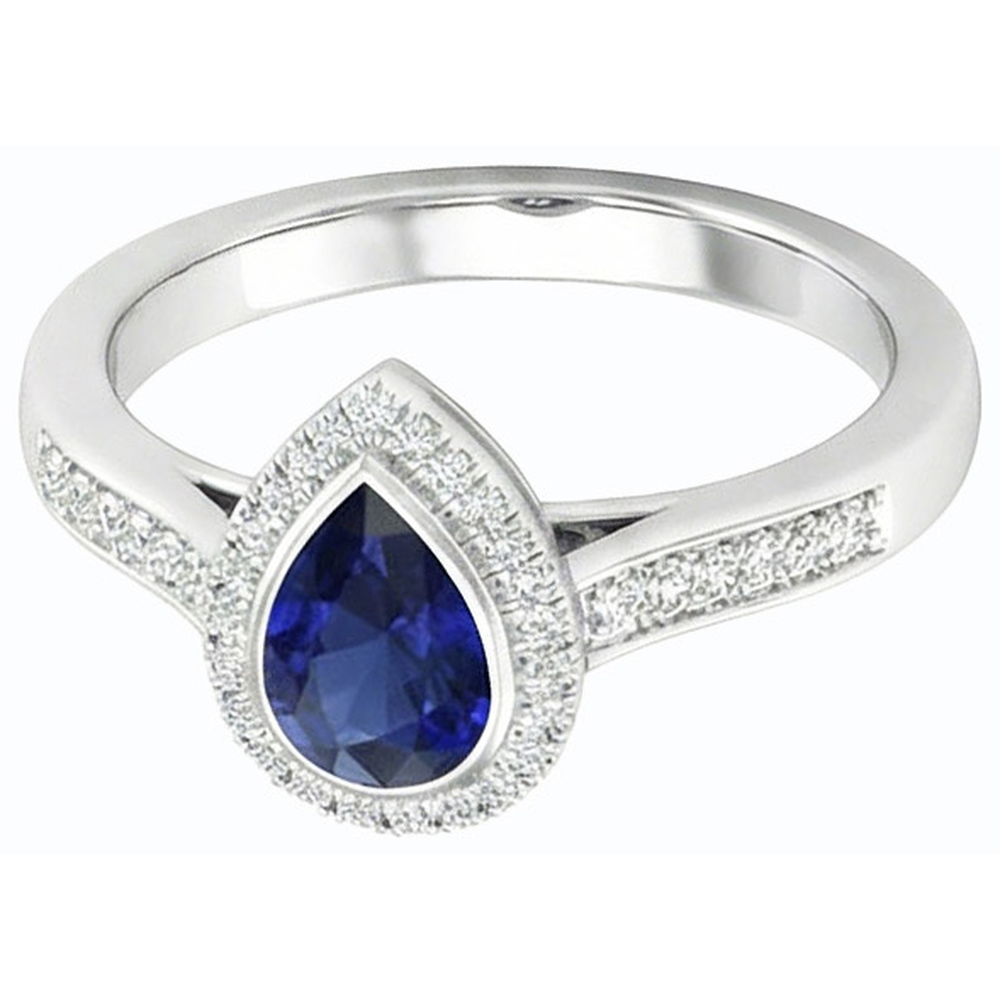naturel pear diamant 2.50carats bague vue de dessus