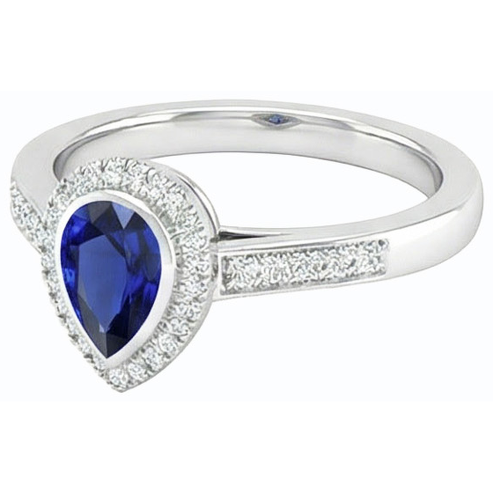 naturel pear diamant 2.50carats bague vue de profil