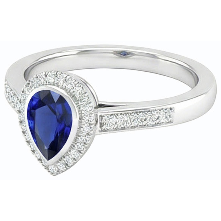naturel pear diamant 2.50carats bague vue de profil