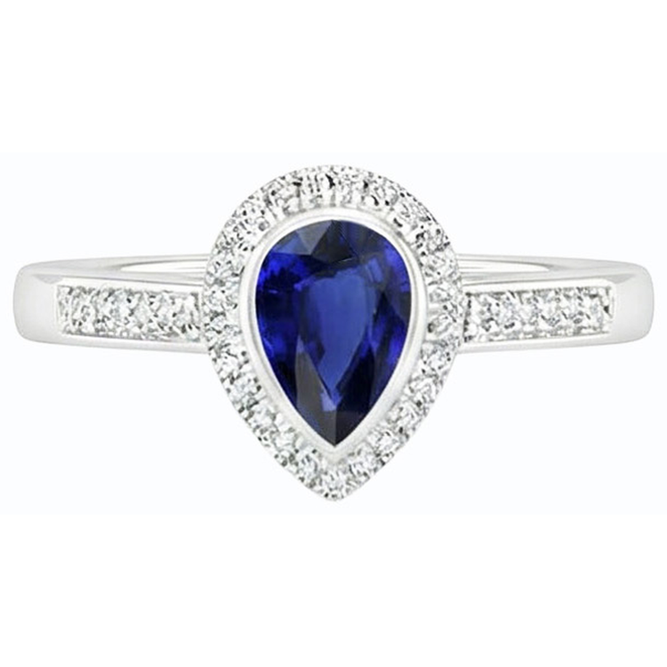 naturel pear diamant 2.50carats bague sur blanc
