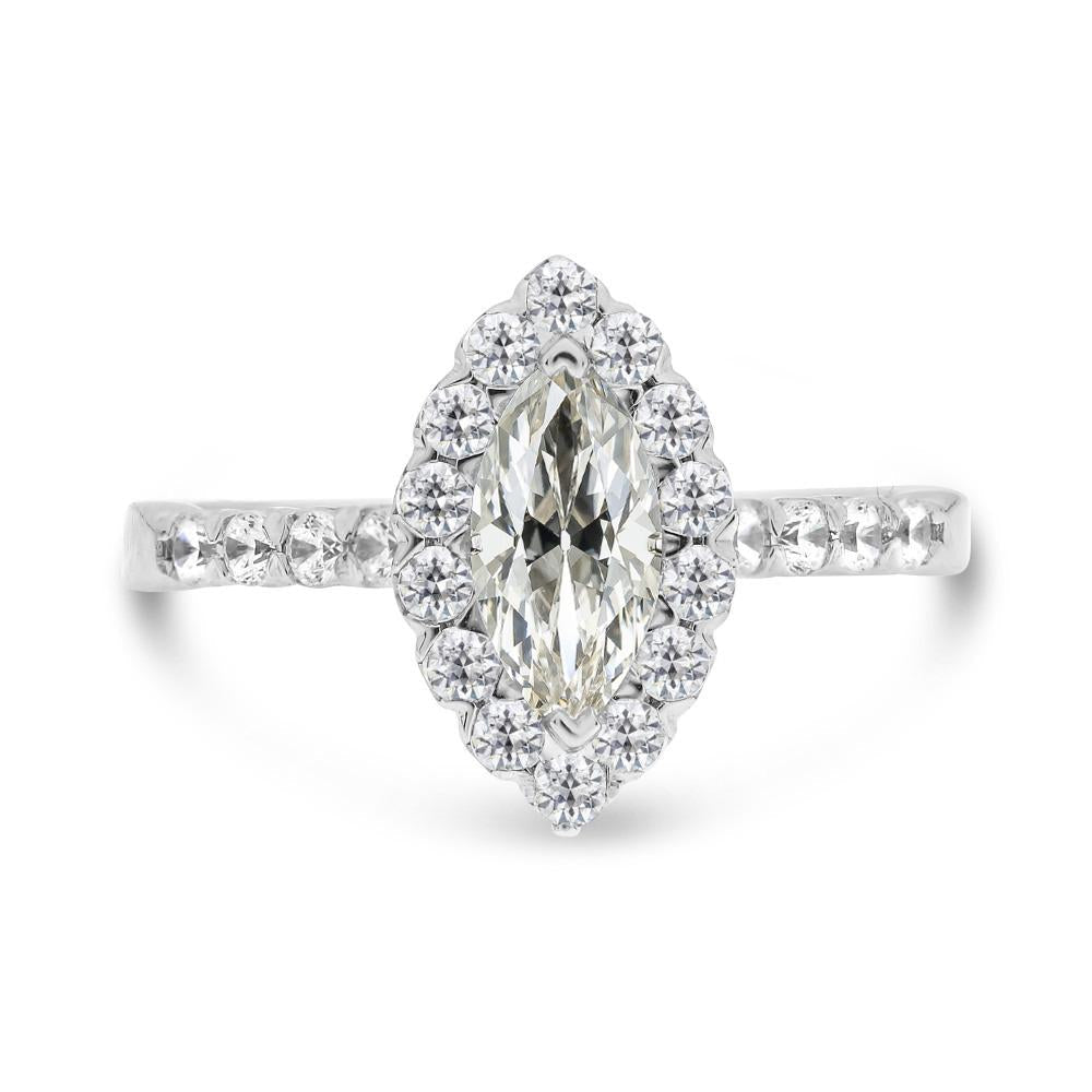 Bague de fiançailles Halo pour femme Marquise ancienne mine Cut Véritable Diamond 4.50 Carats