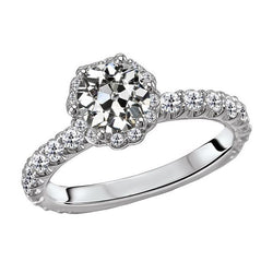 Bague de fiançailles Halo pour femme ronde Vieux mineur Naturel Diamond 7 Carats