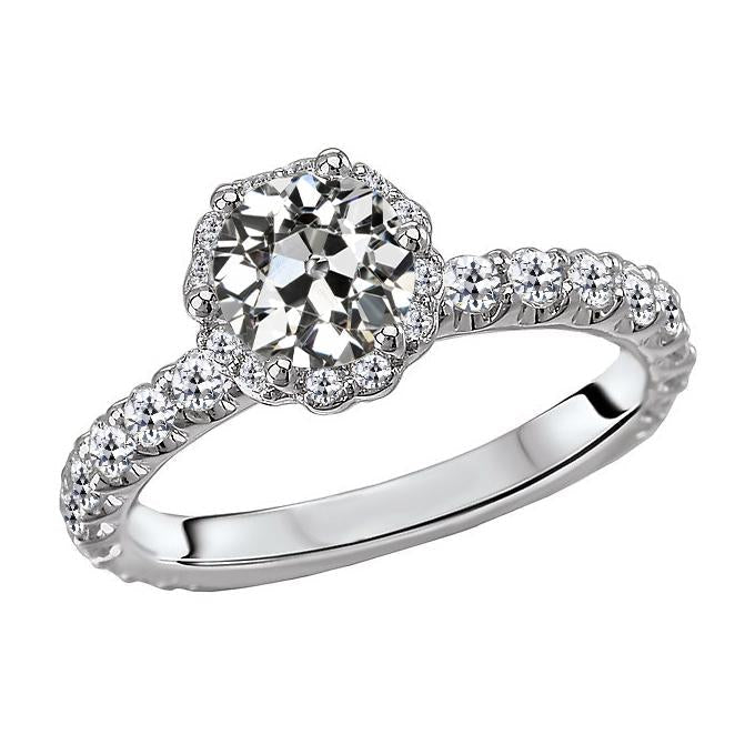 Bague de fiançailles Halo pour femme ronde Vieux mineur Naturel Diamond 7 Carats