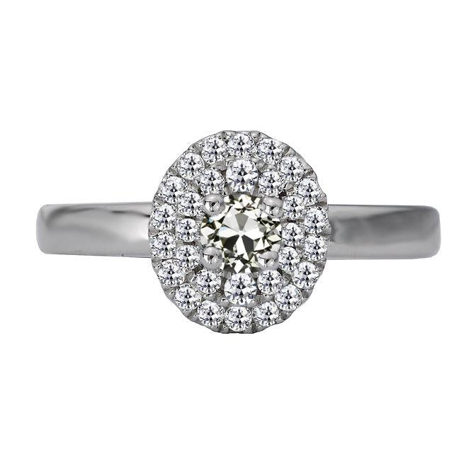 Bague de fiançailles Halo ronde avec Réel diamants taille ancienne en or 4 carats