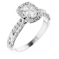 Bague de fiançailles Halo style vintage coussin Réel diamant taille ancienne 3.25 carats