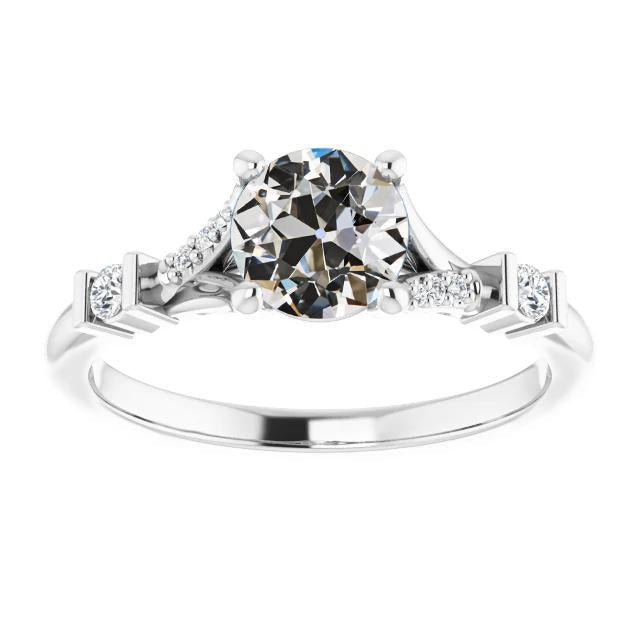 Bague de fiançailles Naturel Réel diamant pour femme ancienne mine Cut Bar Prong Set 3 Carats