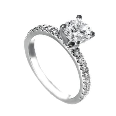 Bague de fiançailles Naturel diamant Coupe Ronde 2.65 carats solitaire avec accents