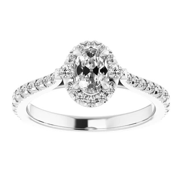 Bague de fiançailles Naturel diamant rond et ovale Halo Vieux mineur 5 carats