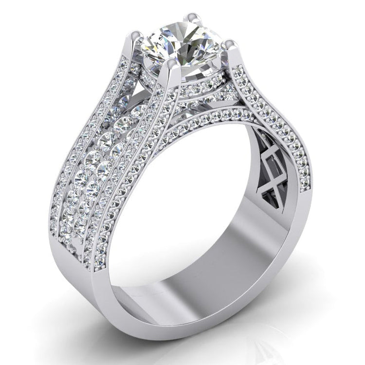 Bague de fiançailles Réel diamant femme 4 carats or 14K