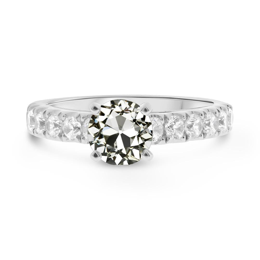 Bague de fiançailles Réel diamant taille ancienne ronde avec accents 3.50 carats