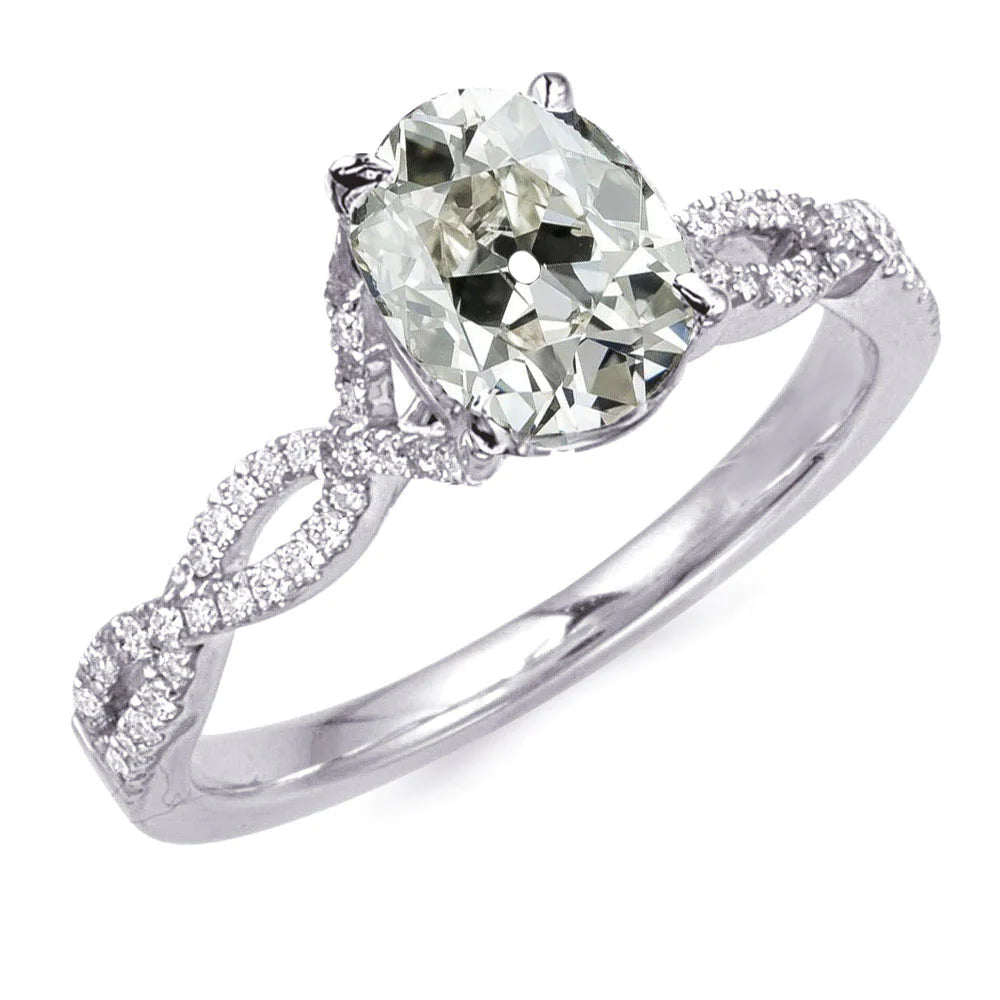 Bague de fiançailles Réel diamant taille ancienne ronde et ovale style infini 8 carats