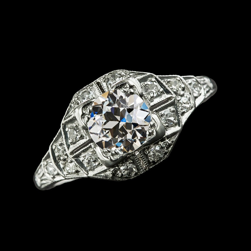 Bague de fiançailles Réel diamants ronds taille ancienne 3 carats bijoux en or 14K