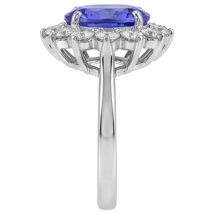 Bague de fiançailles Tanzanite 5.25 Ct avec diamants Or blanc 14K