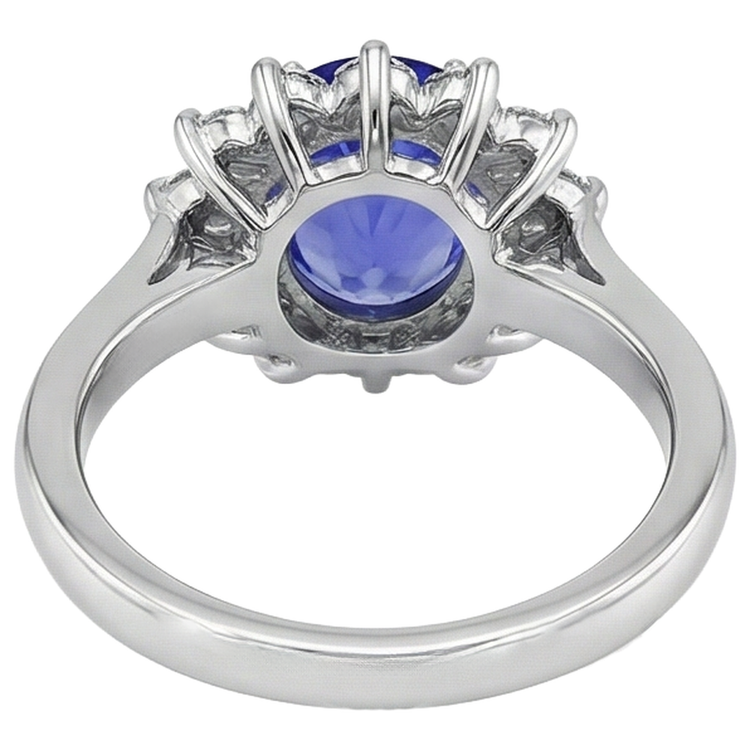 Bague de fiançailles Tanzanite 5.25 Ct avec diamants Or blanc 14K