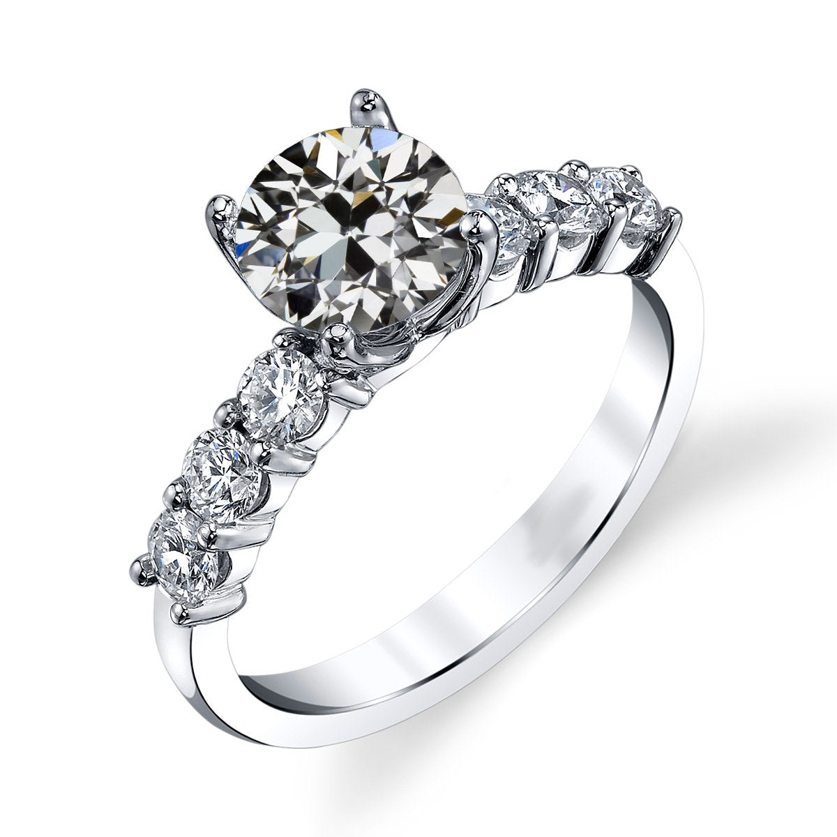Bague de fiançailles Véritable diamant rond ancien mineur serti griffes or 5 carats