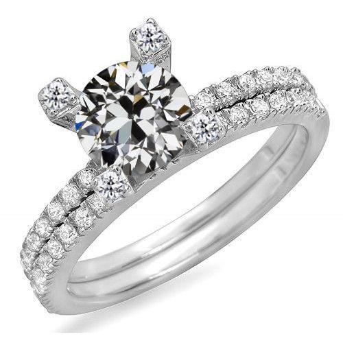 Bague de fiançailles Véritable diamant taille ancienne ronde sertie de bijoux 5 carats