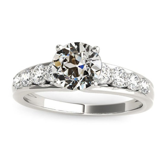 Bague de fiançailles Véritable diamant taille ancienne serti griffes or 14K 4 carats