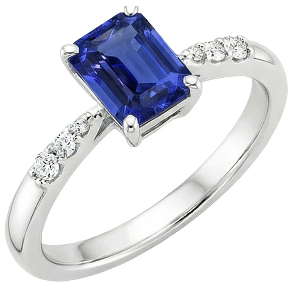 naturel round saphir 3.50carats bague angle de côté