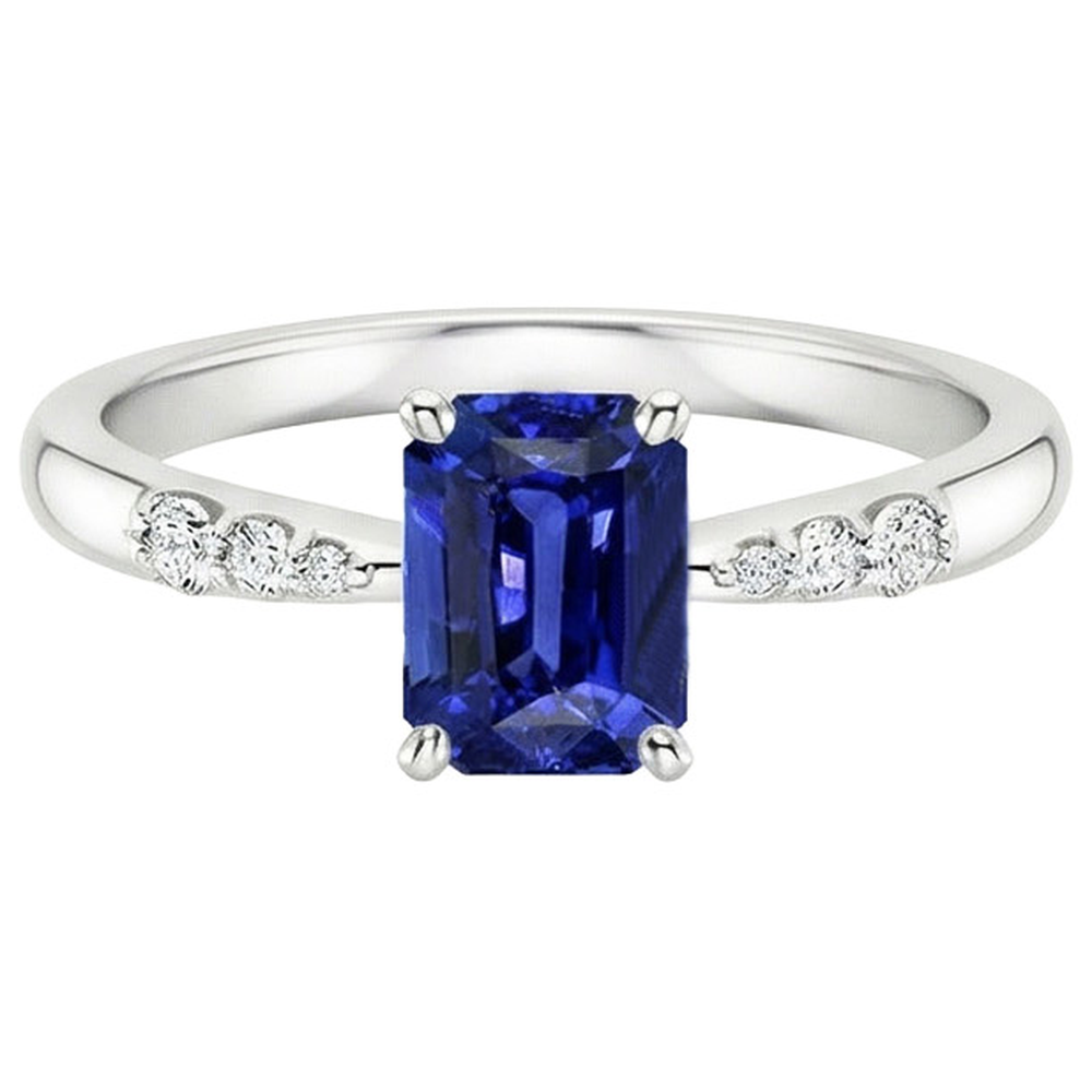 naturel round saphir 3.50carats bague vue de dessus
