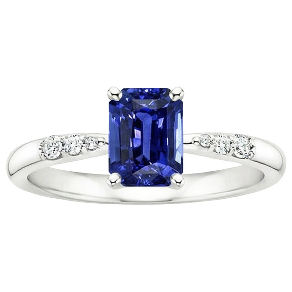 naturel round saphir 3.50carats bague vue de profil