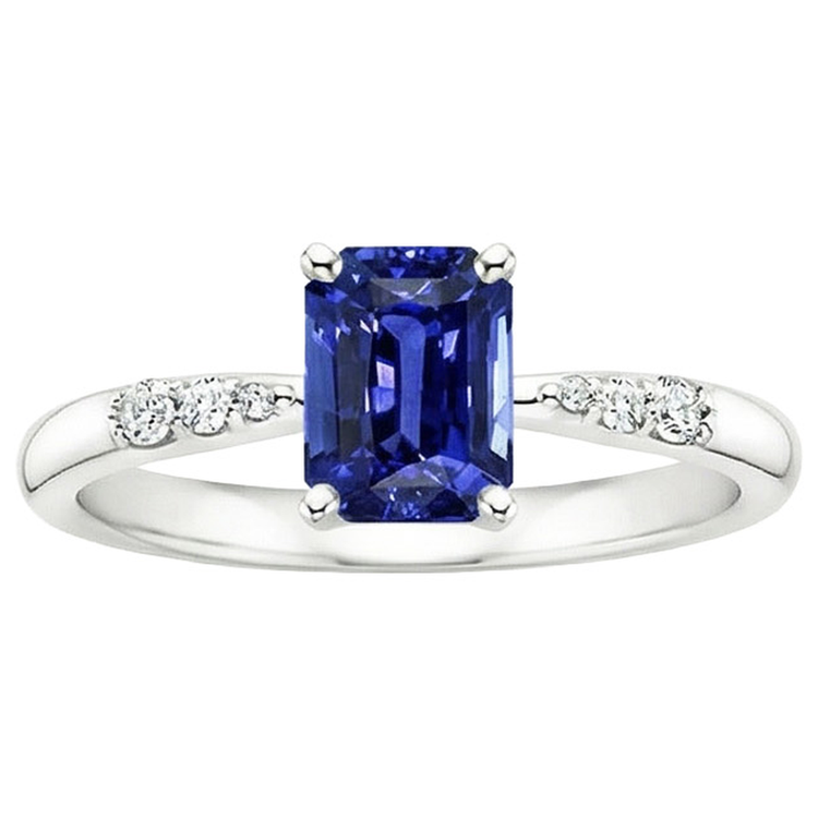 naturel round saphir 3.50carats bague vue de profil