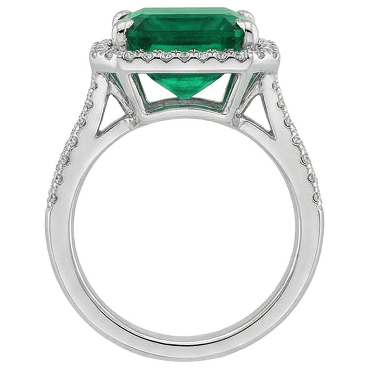 Bague de fiançailles avec diamant vert émeraude 10.50 carats WG 14K
