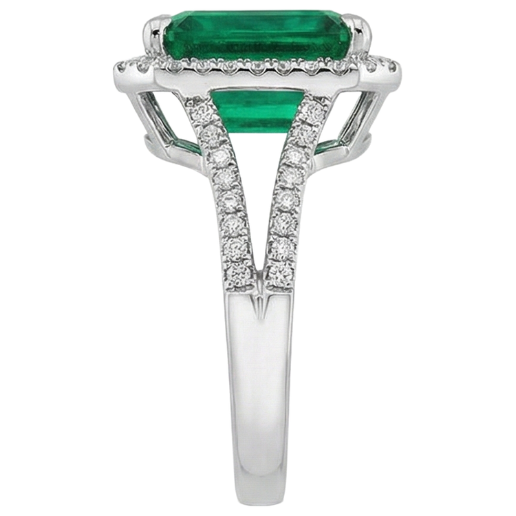 Bague de fiançailles avec diamant vert émeraude 10.50 carats WG 14K