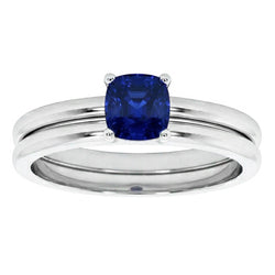 Bague de fiançailles avec saphir bleu coussin solitaire sertie 1 carat