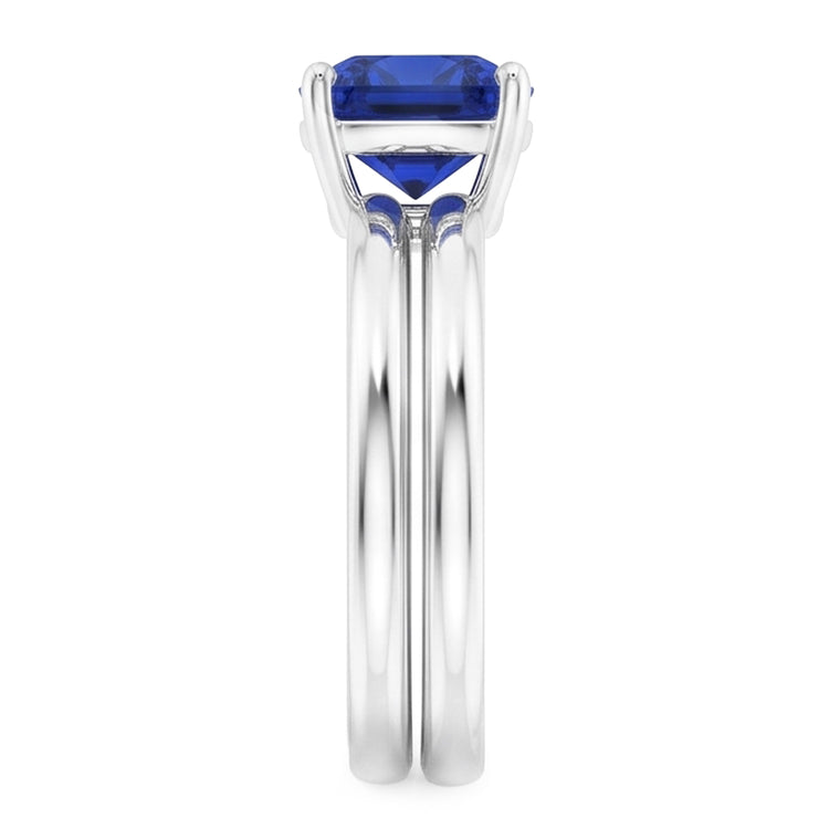 Bague de fiançailles avec saphir bleu coussin solitaire sertie 1 carat