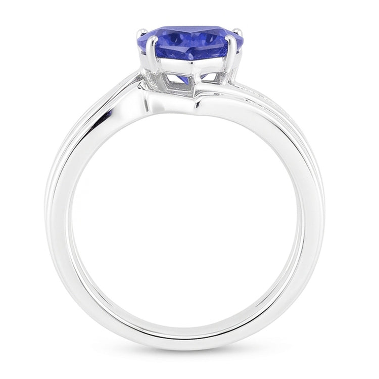 Bague de fiançailles coeur de fiançailles en or blanc et saphir bleu serti 4 carats