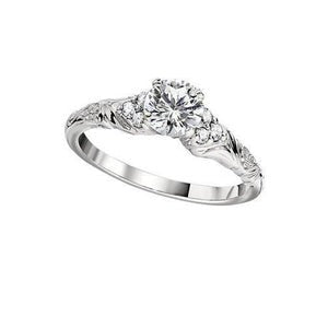 Bague de fiançailles de style antique avec Réel diamant ronds de 1.85 carats en or blanc