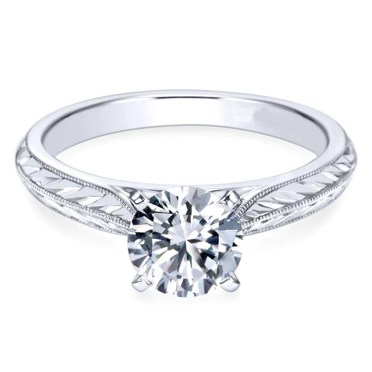 Bague de fiançailles de style vintage avec Réel diamants Coupe Ronde solitaire de 2.75 ct