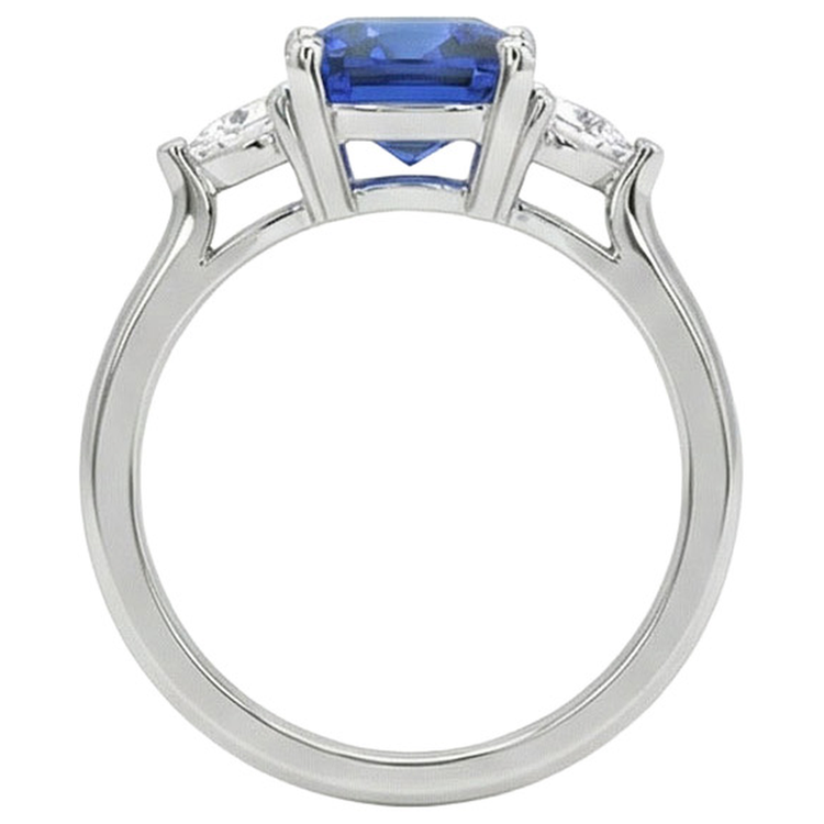 Bague de fiançailles diamant 3 pierres avec un saphir bleu 2.75 carats Nouveau