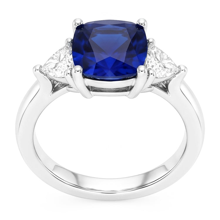 Bague de fiançailles diamant 3 pierres avec un saphir bleu 2.75 carats Nouveau