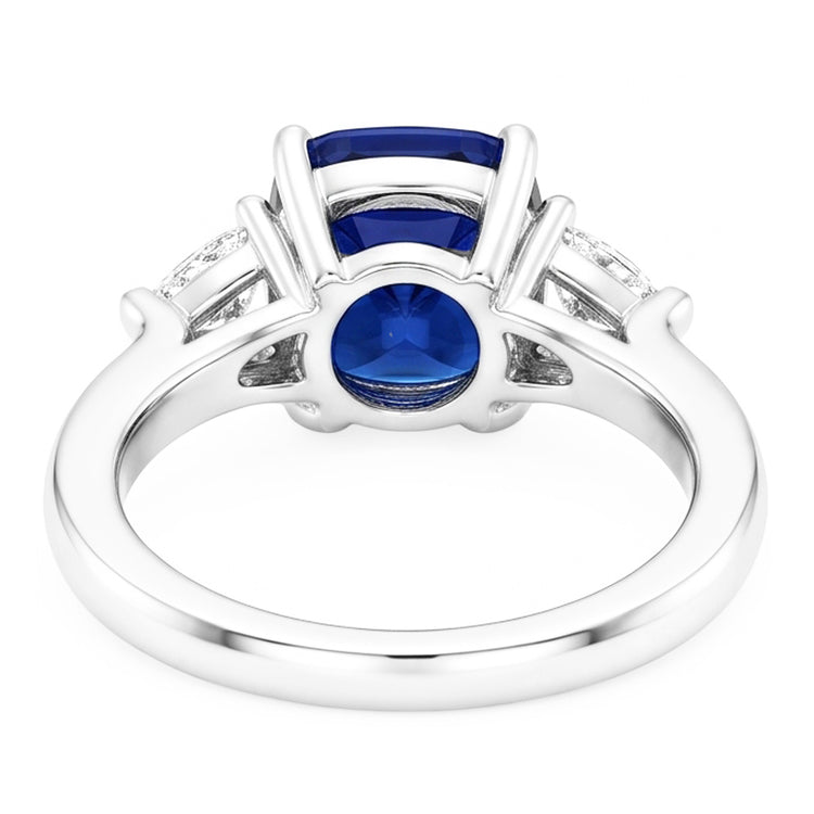 Bague de fiançailles diamant 3 pierres avec un saphir bleu 2.75 carats Nouveau