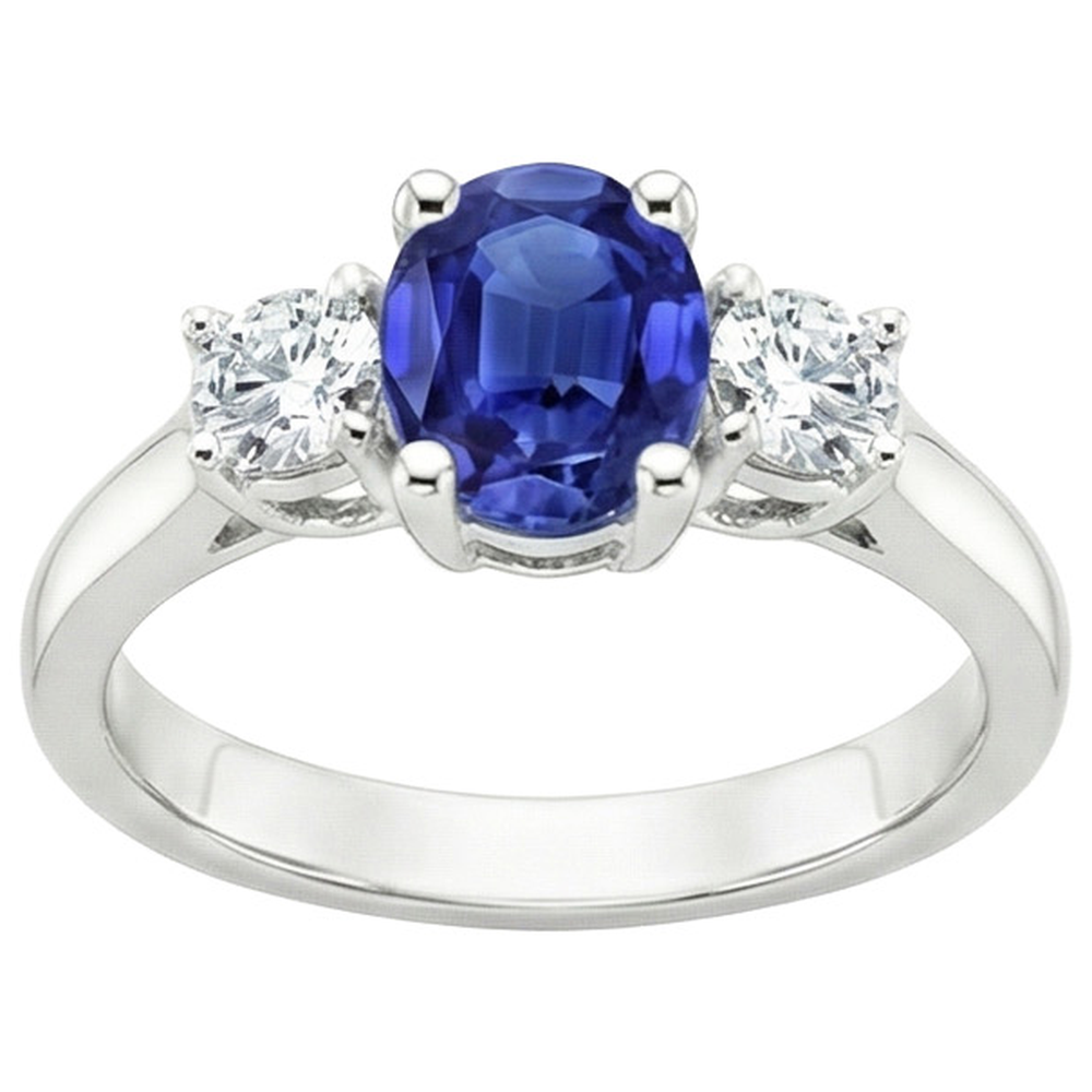 naturel oval saphir 2.50carats bague angle de côté