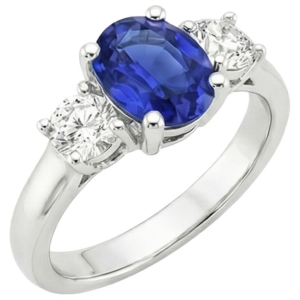 naturel oval saphir 2.50carats bague vue de dessus