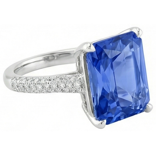 Bague de fiançailles diamant 5 carats bijoux en pierres précieuses saphir radieux