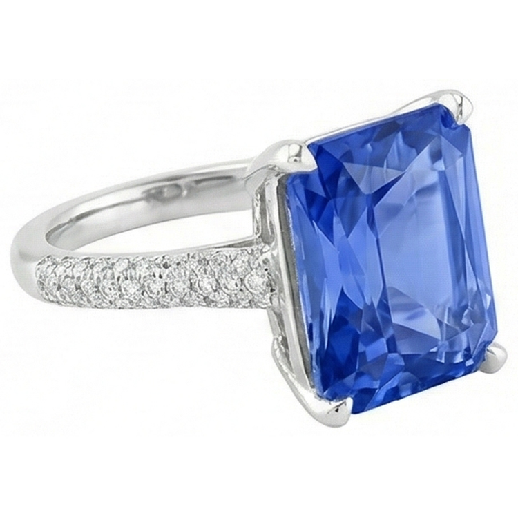Bague de fiançailles diamant 5 carats bijoux en pierres précieuses saphir radieux