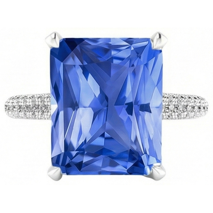 Bague de fiançailles diamant 5 carats bijoux en pierres précieuses saphir radieux