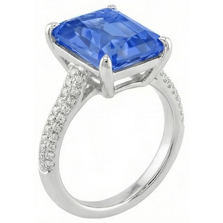Bague de fiançailles diamant 5 carats bijoux en pierres précieuses saphir radieux