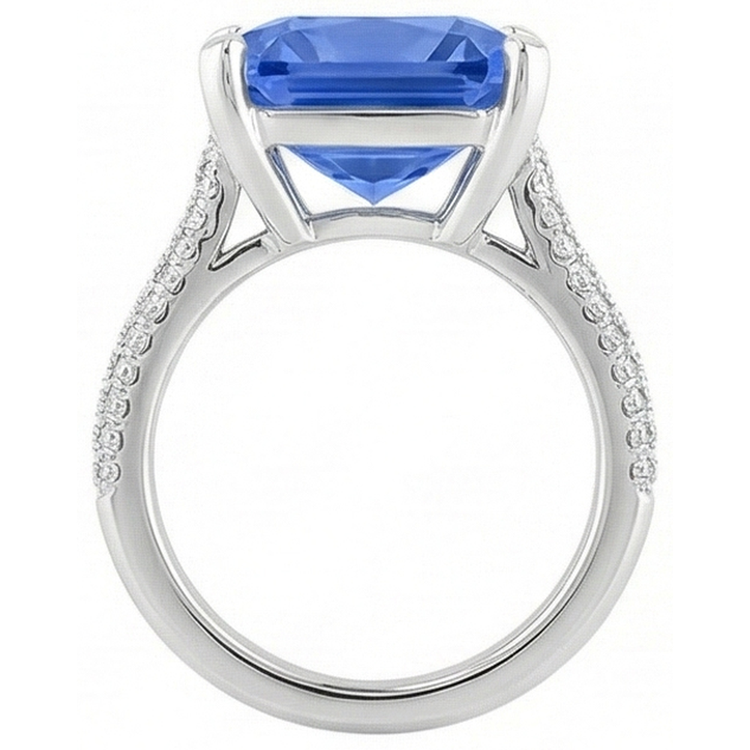 Bague de fiançailles diamant 5 carats bijoux en pierres précieuses saphir radieux