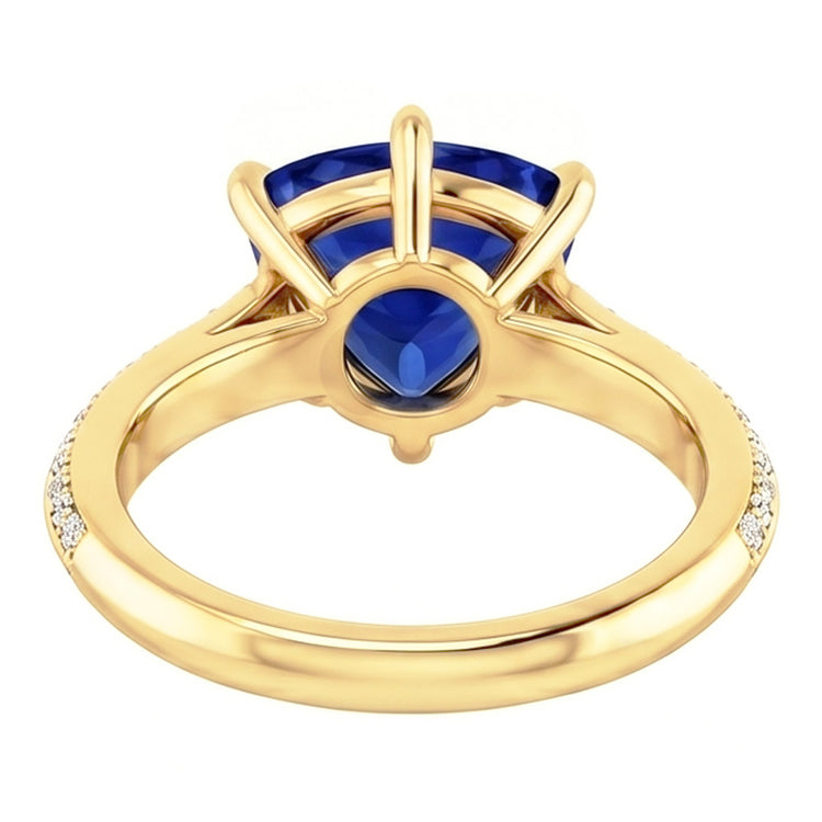 Bague de fiançailles diamant 6 griffes trillion saphir de Ceylan 2.50 carats