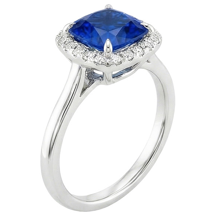 naturel cushion diamant 2.75carats bague vue de dessus