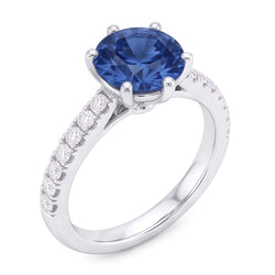 Bague de fiançailles diamant bleu 2 carats 6 griffes pierre précieuse