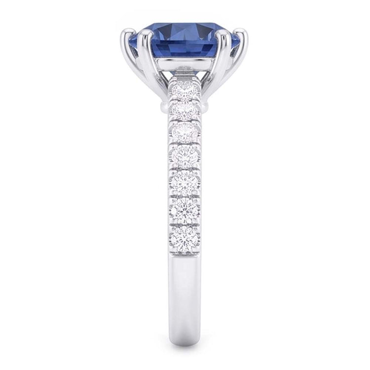 Bague de fiançailles diamant bleu 2 carats 6 griffes pierre précieuse